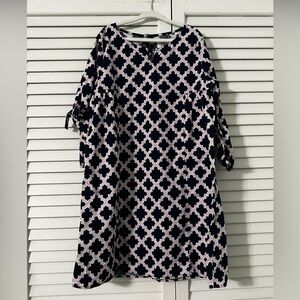 Crown & Ivy Navy and White Geometric Girls Dress